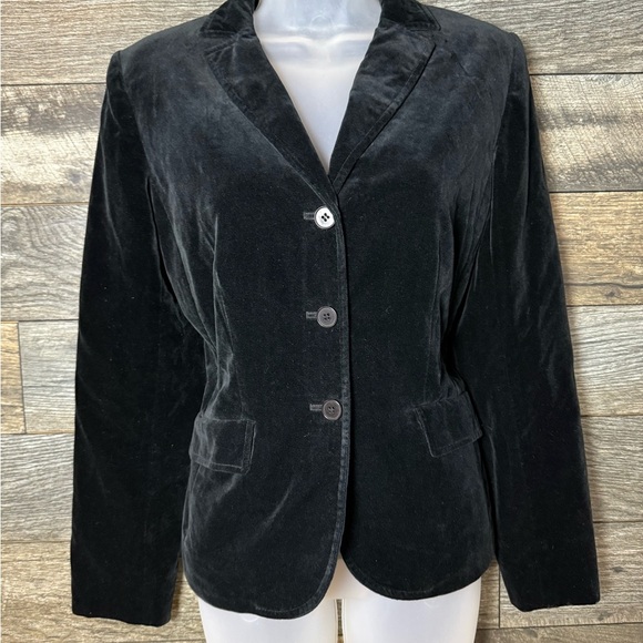 Ann Taylor Black Velour Blazer Size 4 EUC - Picture 1 of 9